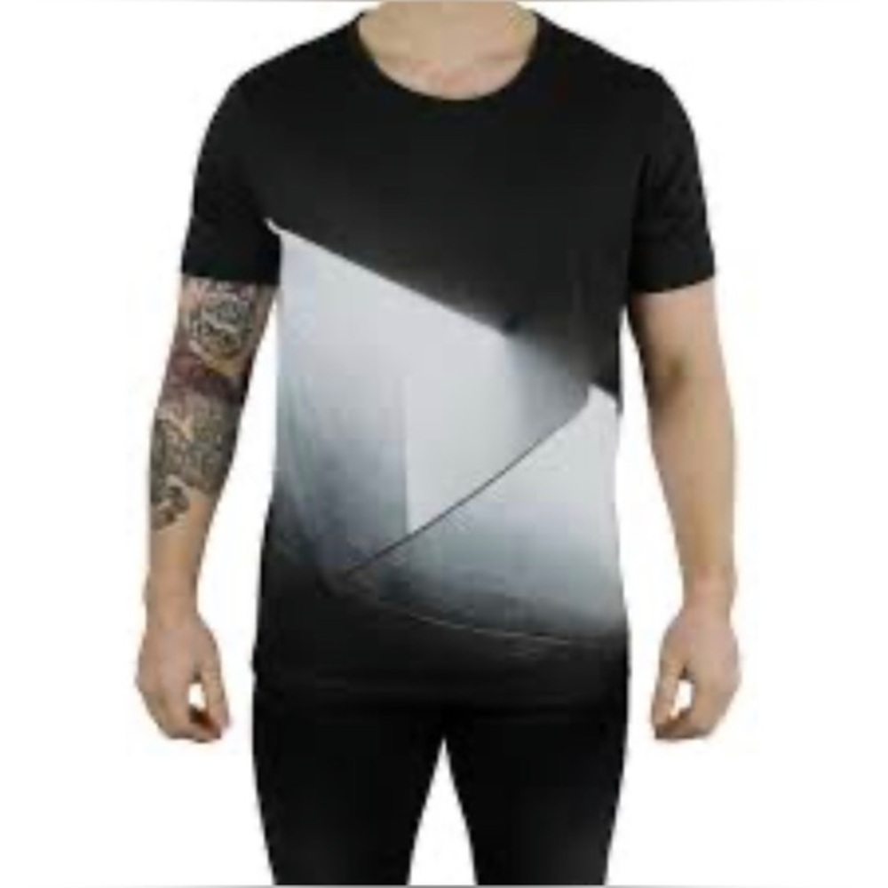 hugo boss Abstract Print Black White Gray t shirt men Size Small S Cotton